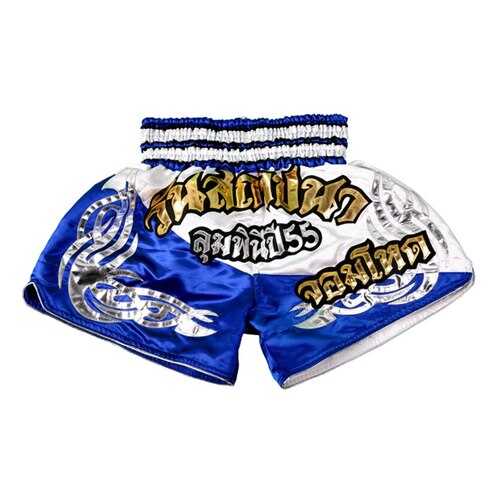 Шорты для тайского бокса Twins TBS-09 THAI BOXING SHORTS бело-голубые в Триал-Спорт